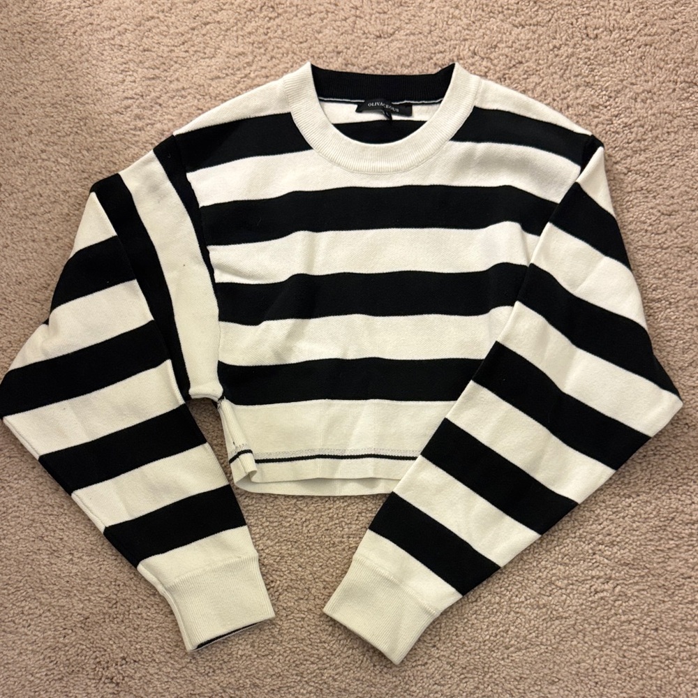 Olivaceous Monochrome Striped Sweater